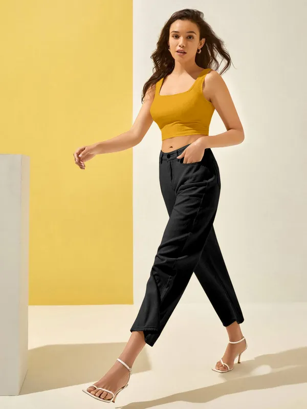 Yellow_Sleeveless__Ribbed_Square_Neck__Crop_Top_For_Women