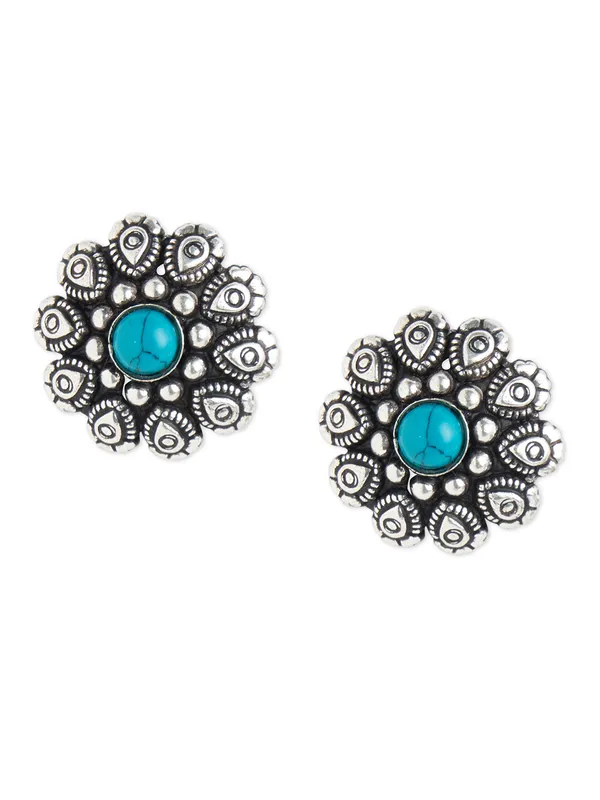 german_silver_flower_terquish_stud