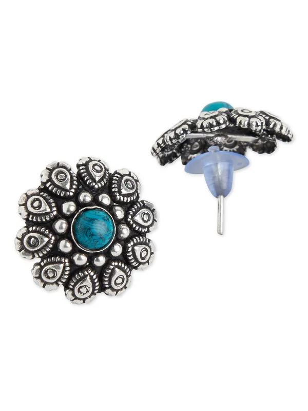 german_silver_flower_terquish_stud