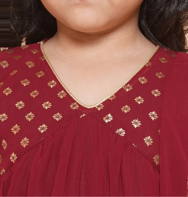 Maroon_Girls_Ethnic_Motifs_Yoke_Design_Empire_Georgette_Kurta_With_Sharara_&_Dupatta