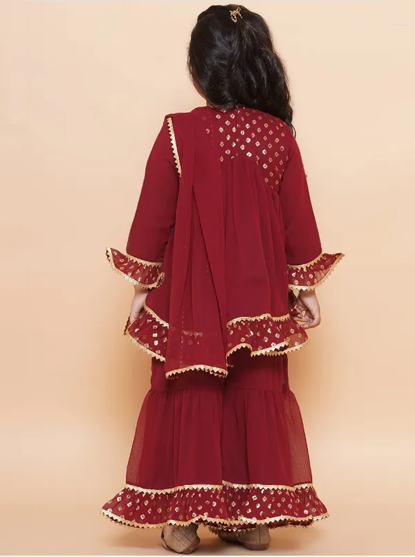 Maroon_Girls_Ethnic_Motifs_Yoke_Design_Empire_Georgette_Kurta_With_Sharara_&_Dupatta