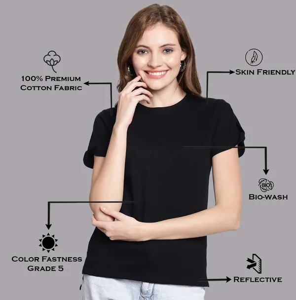 Black_Cotton_Round_Neck_Short_Sleeves_Solid_Casual_T-Shirt_For_Women