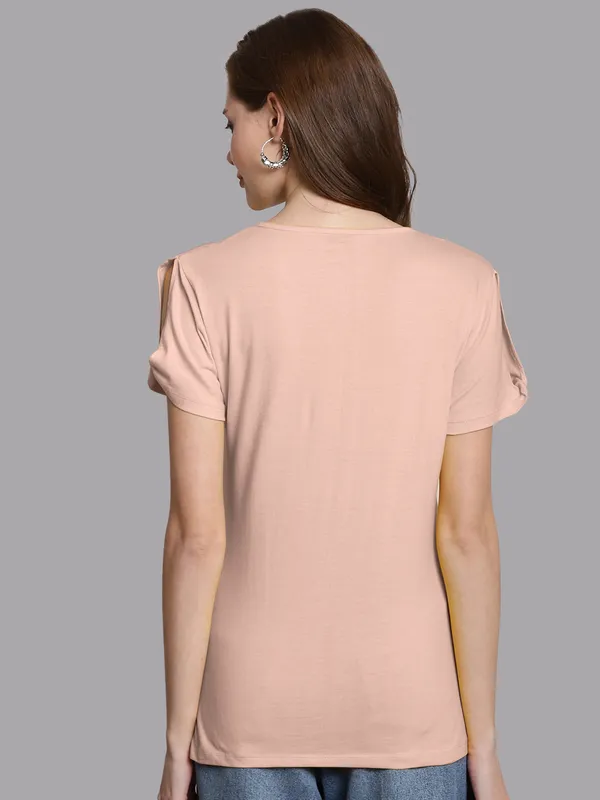 Coral_Cotton_Round_Neck_Short_Sleeves_Solid_Casual_T-Shirt_For_Women