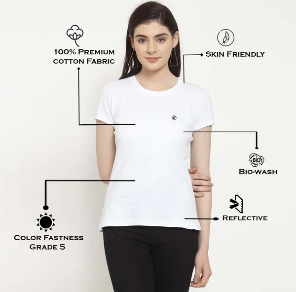 White_Cotton_Round_Neck_Short_Sleeves_Solid_Casual_T-Shirt_For_Women
