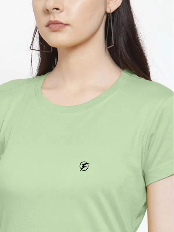 Sea_Green_Cotton_Round_Neck_Short_Sleeves_Solid_Casual_T-Shirt_For_Women