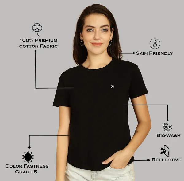 Black_Cotton_Round_Neck_Short_Sleeves_Solid_Casual_T-Shirt_For_Women