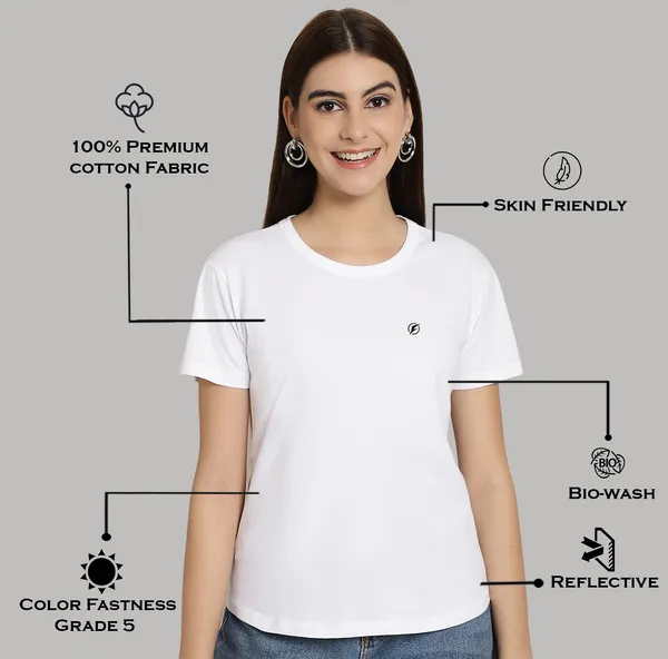 White_Cotton_Round_Neck_Short_Sleeves_Solid_Casual_T-Shirt_For_Women