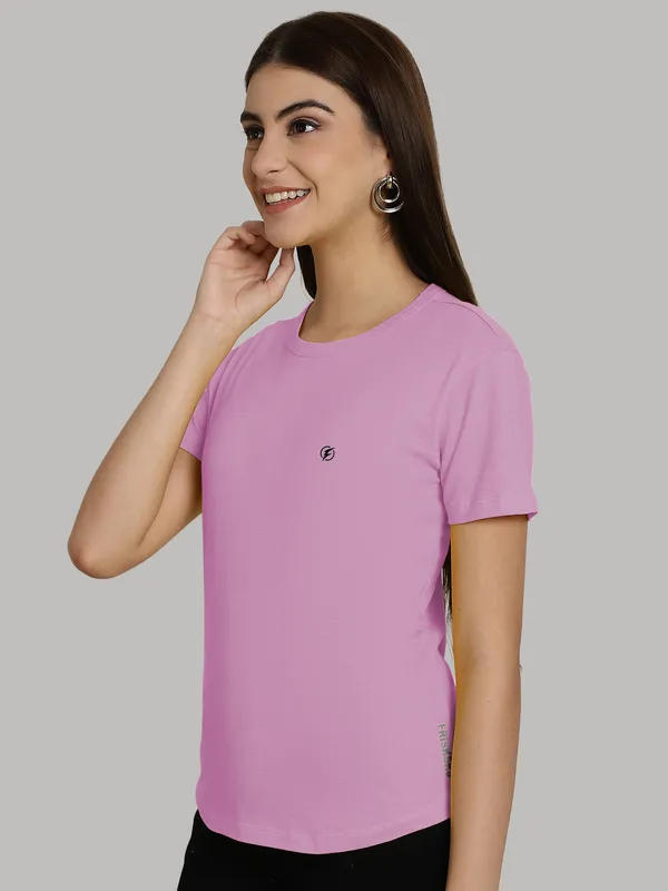 Purple_Cotton_Round_Neck_Short_Sleeves_Solid_Casual_T-Shirt_For_Women