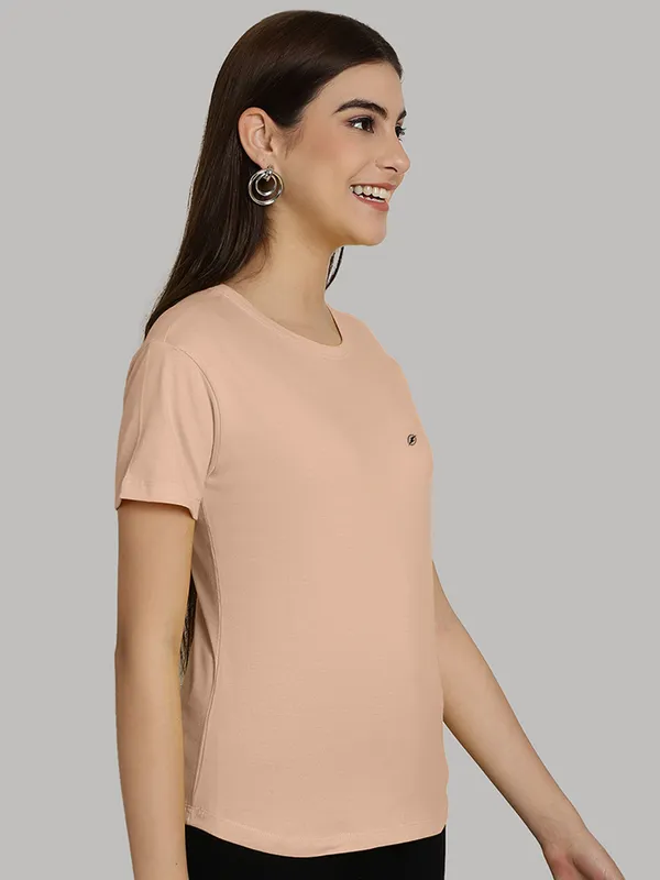 Coral_Cotton_Round_Neck_Short_Sleeves_Solid_Casual_T-Shirt_For_Women