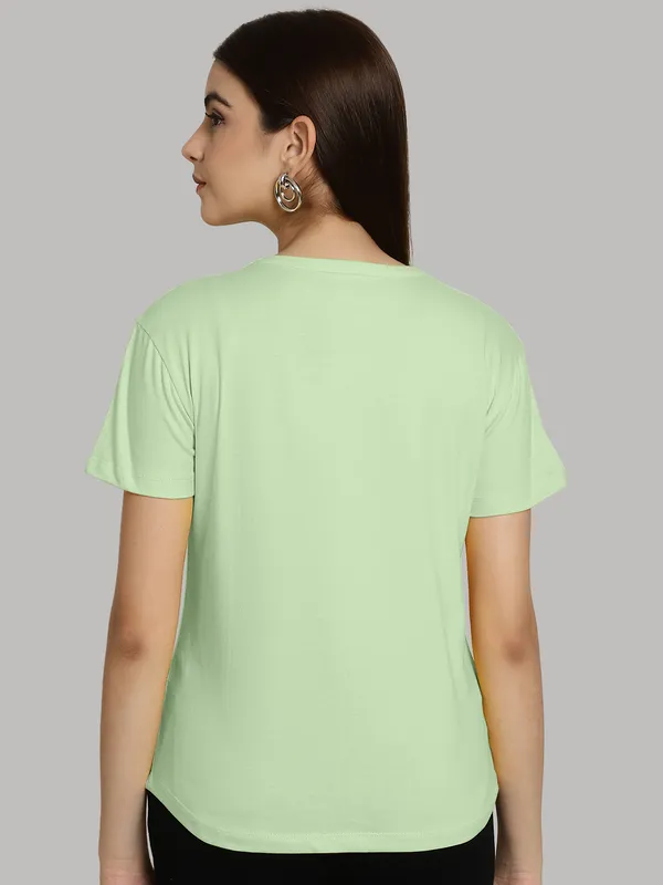 Sea_Green_Cotton_Round_Neck_Short_Sleeves_Solid_Casual_T-Shirt_For_Women