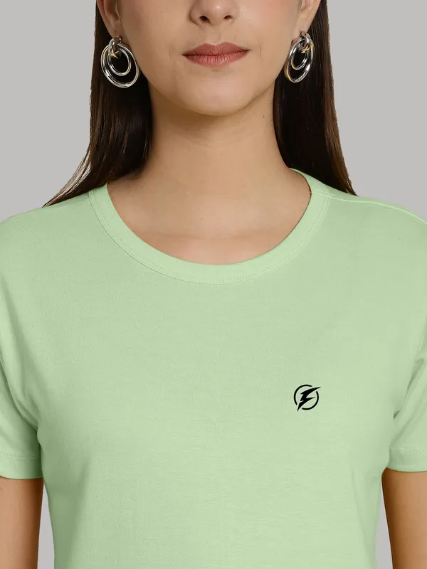 Sea_Green_Cotton_Round_Neck_Short_Sleeves_Solid_Casual_T-Shirt_For_Women