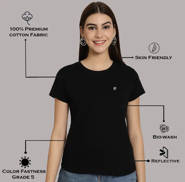 Black_Cotton_Round_Neck_Short_Sleeves_Solid_Casual_T-Shirt_For_Women