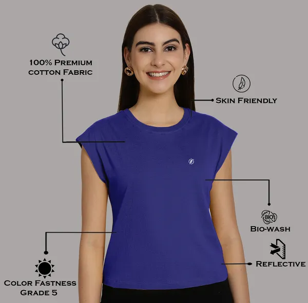 Blue_Cotton_Round_Neck_Extended_Sleeves_Solid_Casual_T-Shirt_For_Women