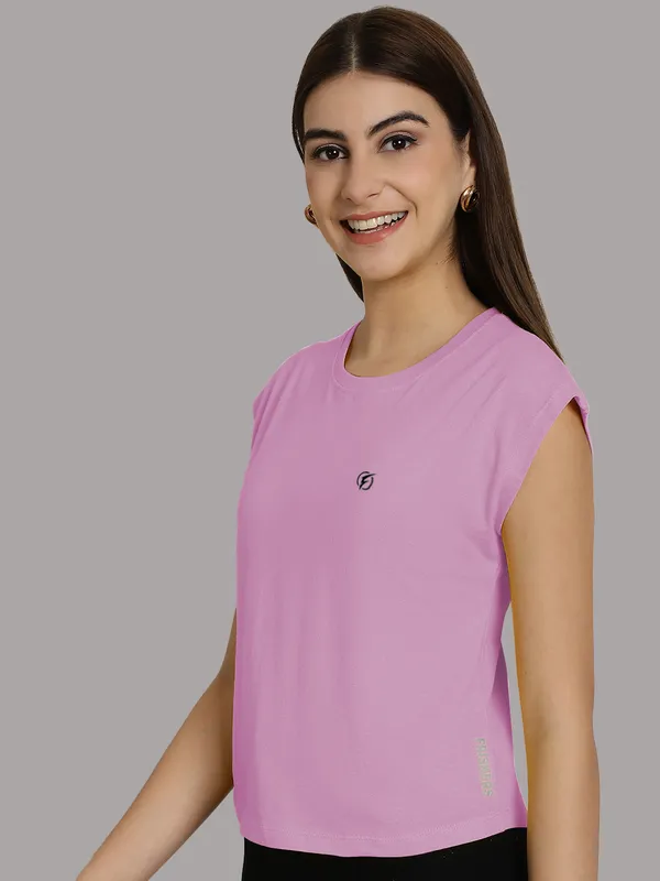 Purple_Cotton_Round_Neck_Extended_Sleeves_Solid_Casual_T-Shirt_For_Women