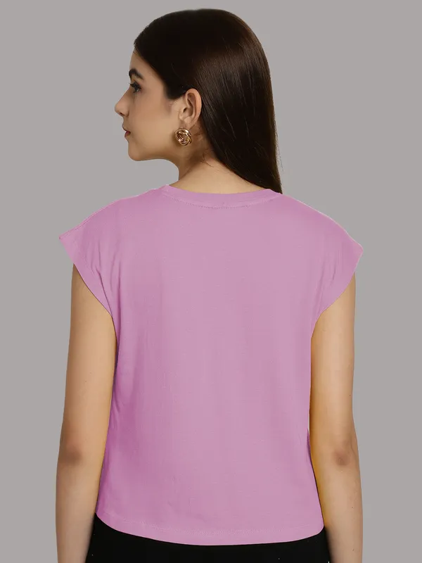 Purple_Cotton_Round_Neck_Extended_Sleeves_Solid_Casual_T-Shirt_For_Women