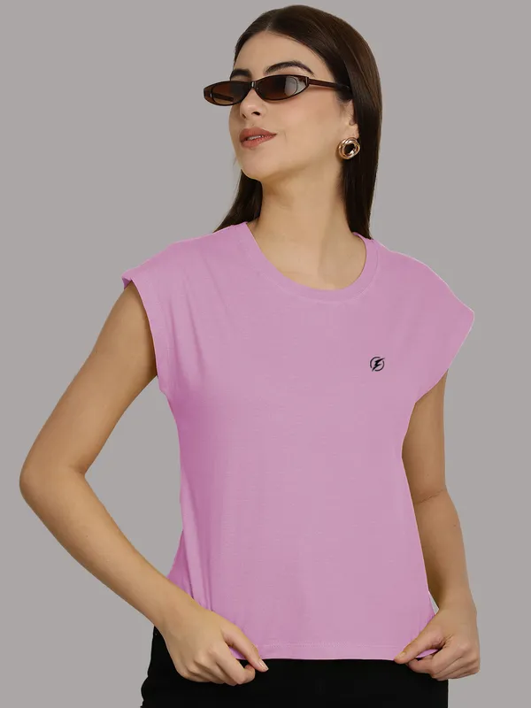 Purple_Cotton_Round_Neck_Extended_Sleeves_Solid_Casual_T-Shirt_For_Women