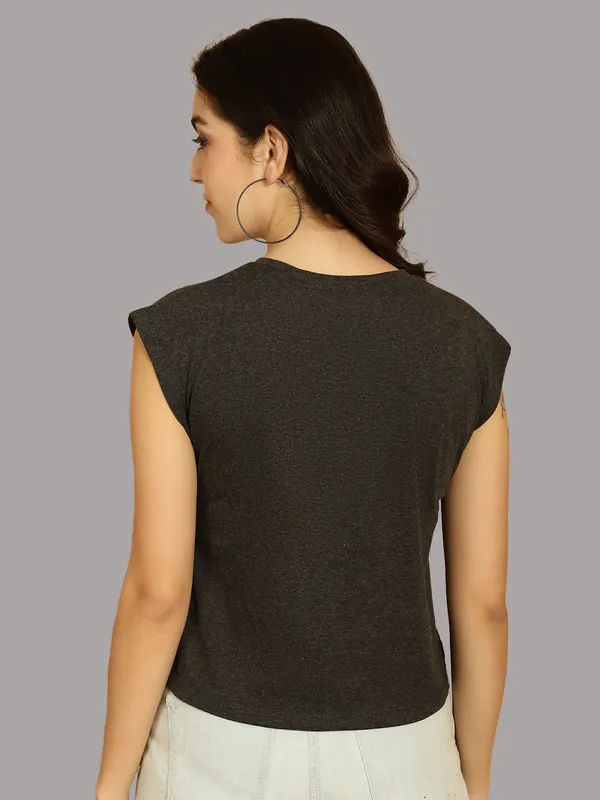 Grey_Cotton_Round_Neck_Extended_Sleeves_Solid_Casual_T-Shirt_For_Women