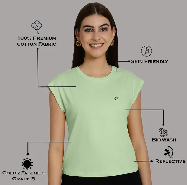 Sea_Green_Cotton_Round_Neck_Extended_Sleeves_Solid_Casual_T-Shirt_For_Women
