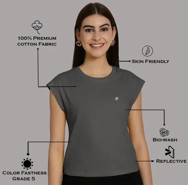 Grey_Cotton_Round_Neck_Extended_Sleeves_Solid_Casual_T-Shirt_For_Women