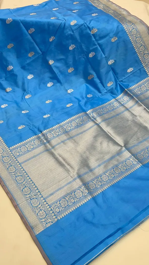 Humairah_Pure_Handloom_Sky_Blue_Katan_Silk_Kadhwa_Sona_Rupa_Zari_Booti_with_Kadhwa_Pallu_Zari_Border_and_Kadhwa_Sky_Blue_Blouse