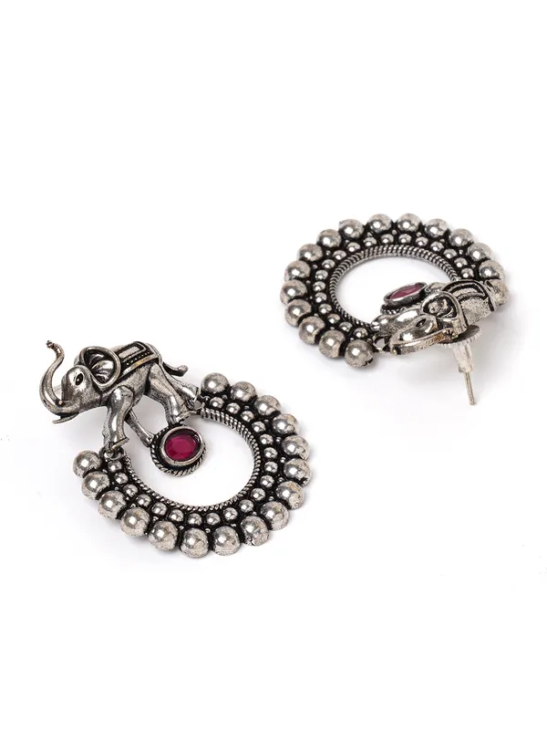 german_silver_red_stone_elephant_earring
