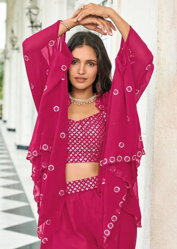 Faux_Georgette_Readymade_Jacket_Style_Lehenga_Choli