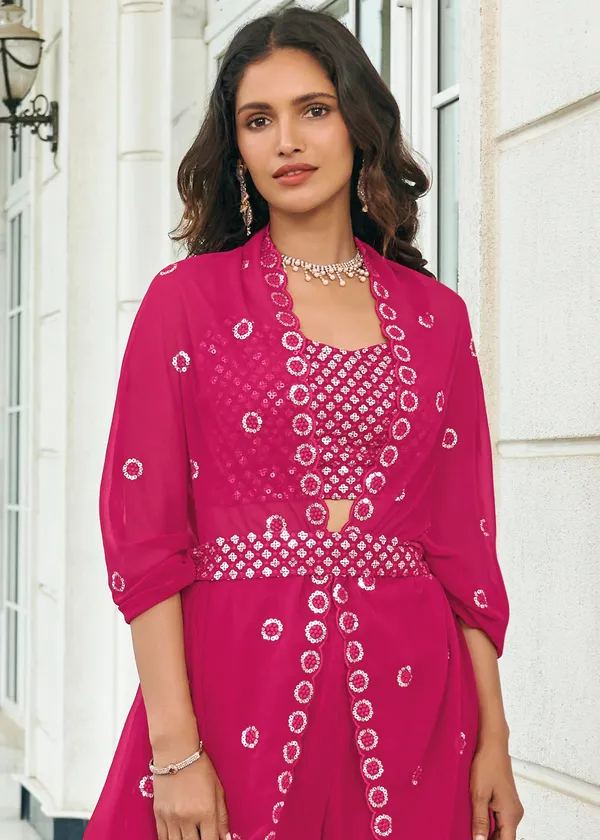 Faux_Georgette_Readymade_Jacket_Style_Lehenga_Choli