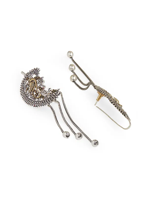 German_silver_dual_toned_hanging_ball_earring