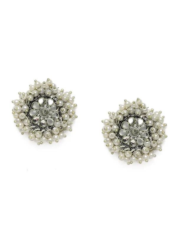 Silver-Plated_Kundan_Stone_Studded_Floral_Oxidised_Studs