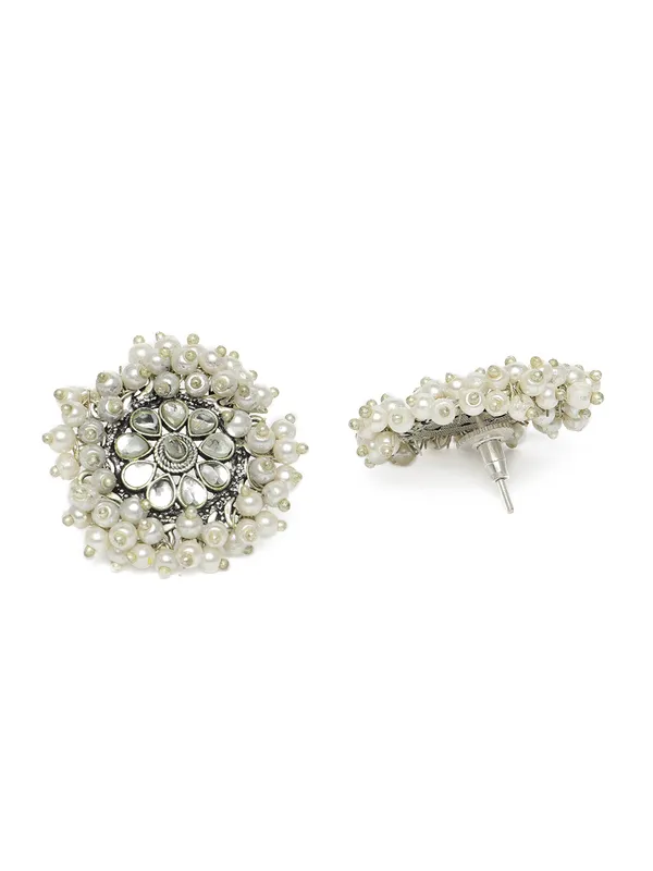 Silver-Plated_Kundan_Stone_Studded_Floral_Oxidised_Studs