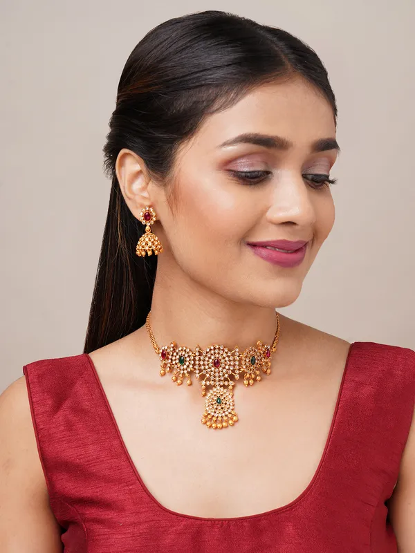 Mani__Intricate_AD_Studded_Choker_Necklace_with_Jhumka_Earrings