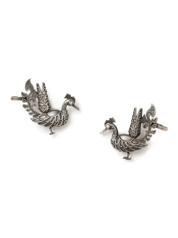 Oxidized_Silver-Toned_Birds_Shaped_Stud_Earrings
