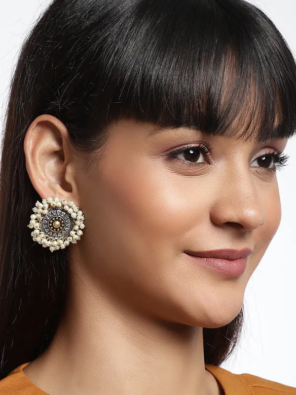 Silver-Toned__Silver-Toned_Pearl_Circular_Studs
