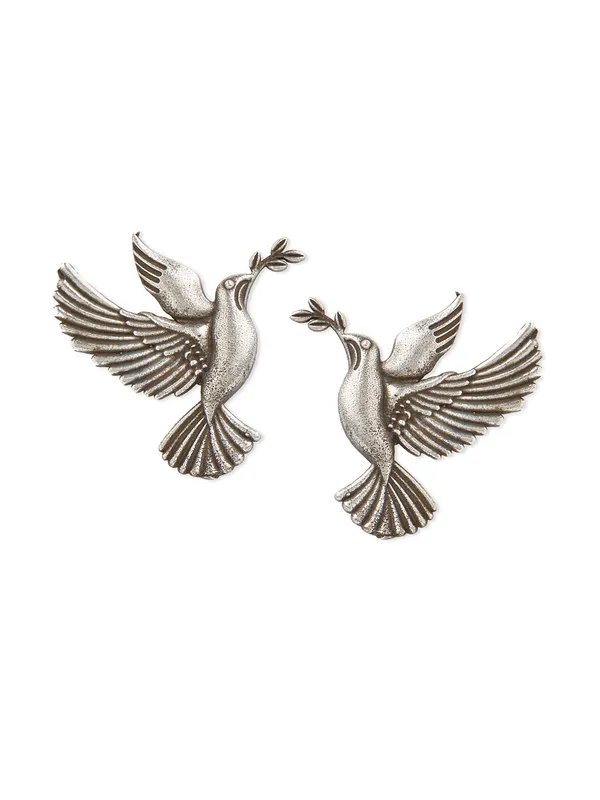 German_silver-toned_bird_earring