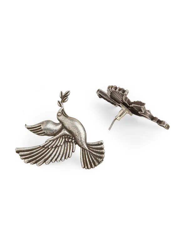 German_silver-toned_bird_earring