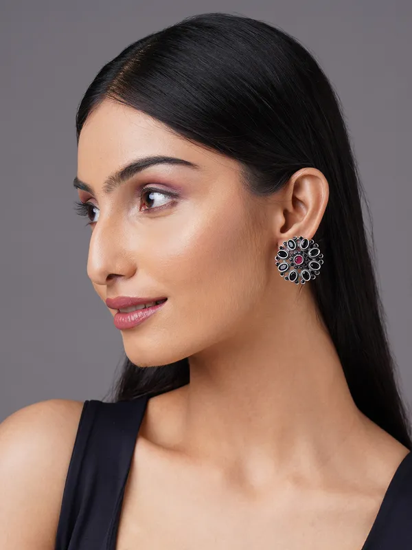 German_silver_black_stud_earring