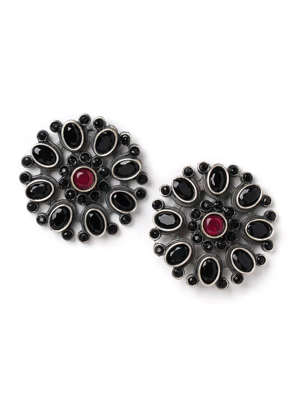 German_silver_black_stud_earring