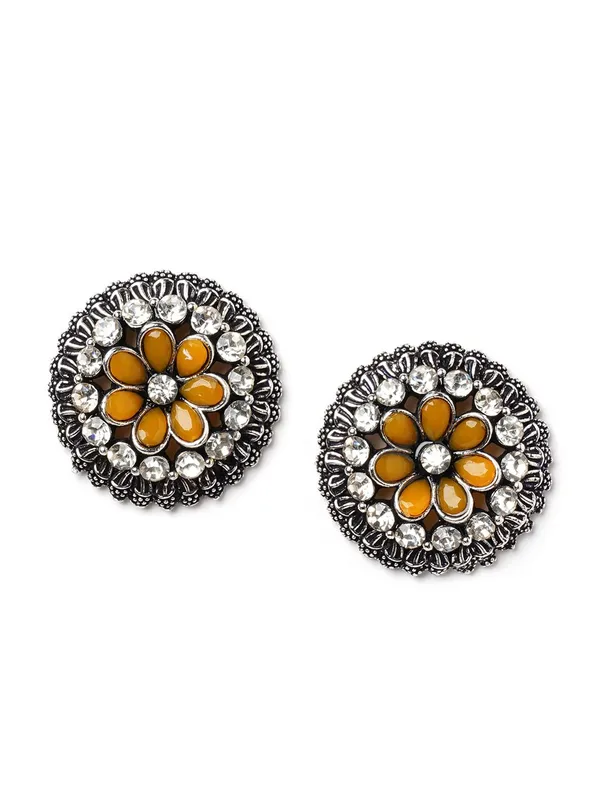 silver_plated_yellow_stone_studs