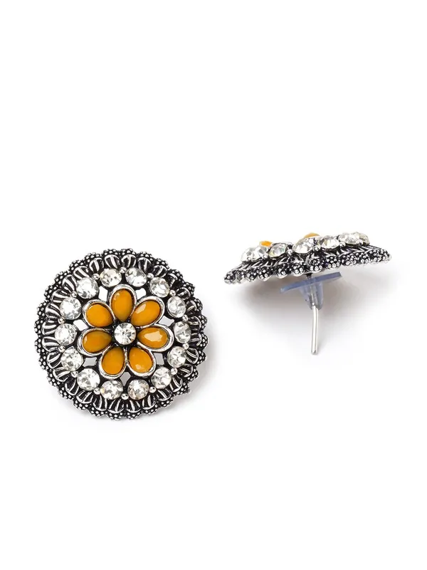 silver_plated_yellow_stone_studs