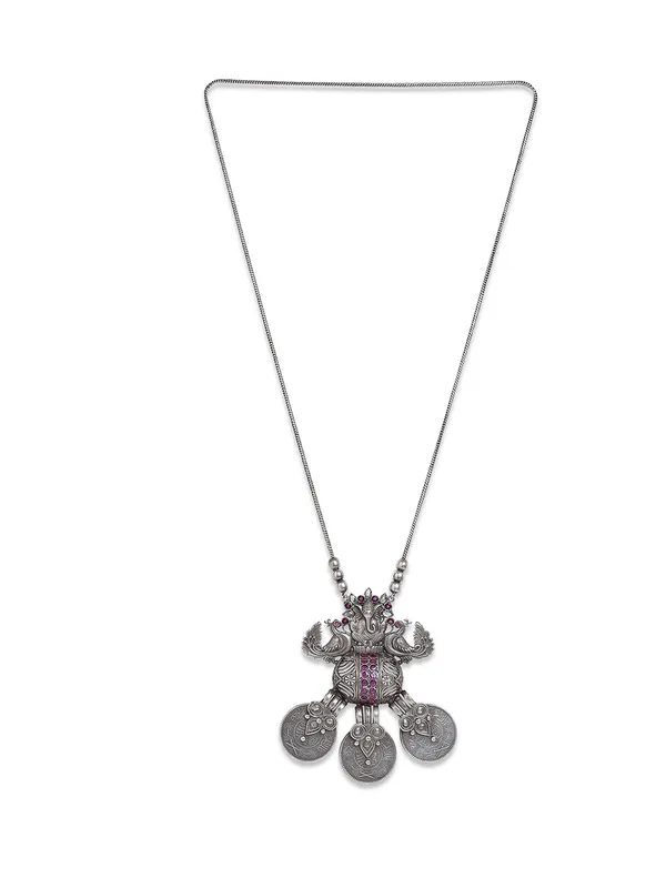 Astu__German_Silver_Ganesh_Long_Pendant_Necklace_Set