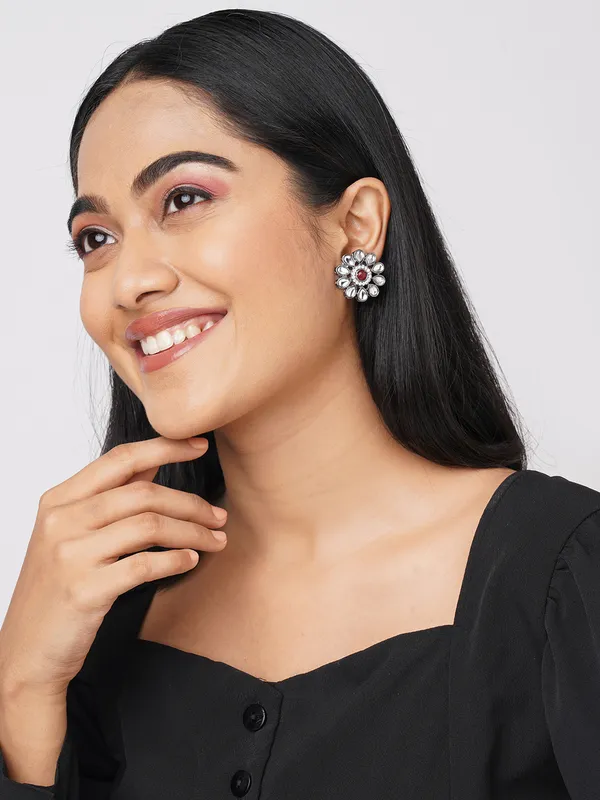 German_silver_Polki_dots_studs