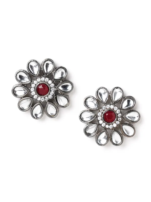 German_silver_Polki_dots_studs