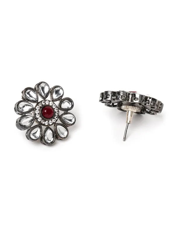 German_silver_Polki_dots_studs
