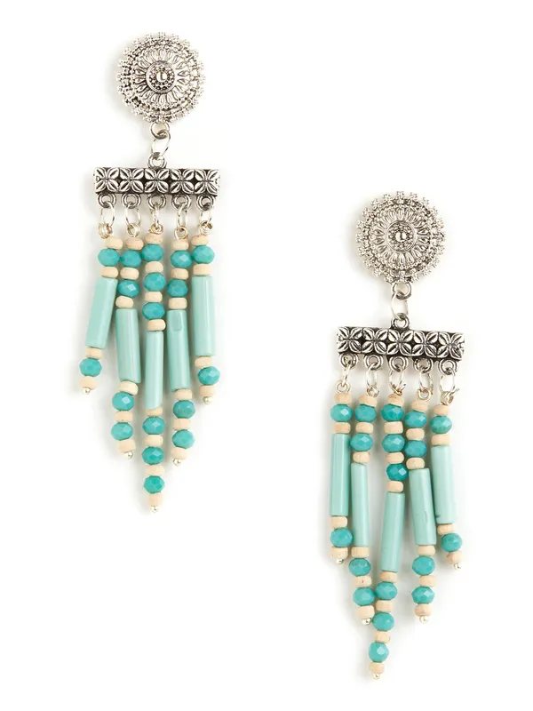 silver_toned_Contemporary_tasselled_earring