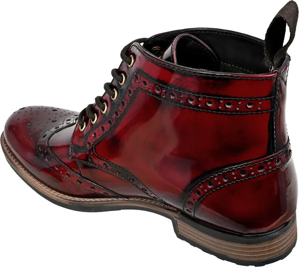 Burgundy_Genuine_Leather_Men's_brogue_lace-up_boots_for_Casual_Wear
