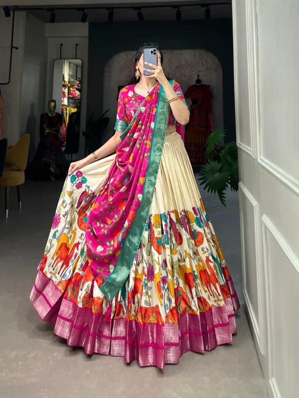 White_Premium_&_Elegant_Dola_Silk_Lehenga_Choli_For_Women