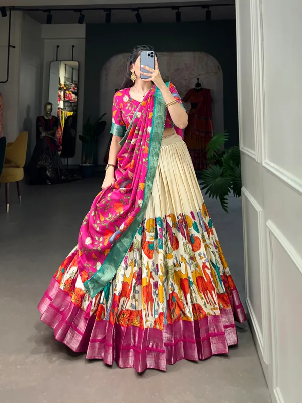 White_Premium_&_Elegant_Dola_Silk_Lehenga_Choli_For_Women