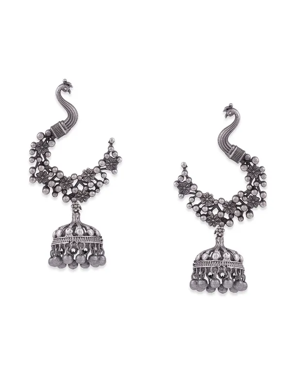 Women_Silver_Peacock_Shaped_Jhumkas_Earrings