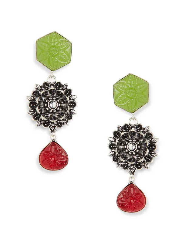 Silver_plated_german_silver_green_drop_earring