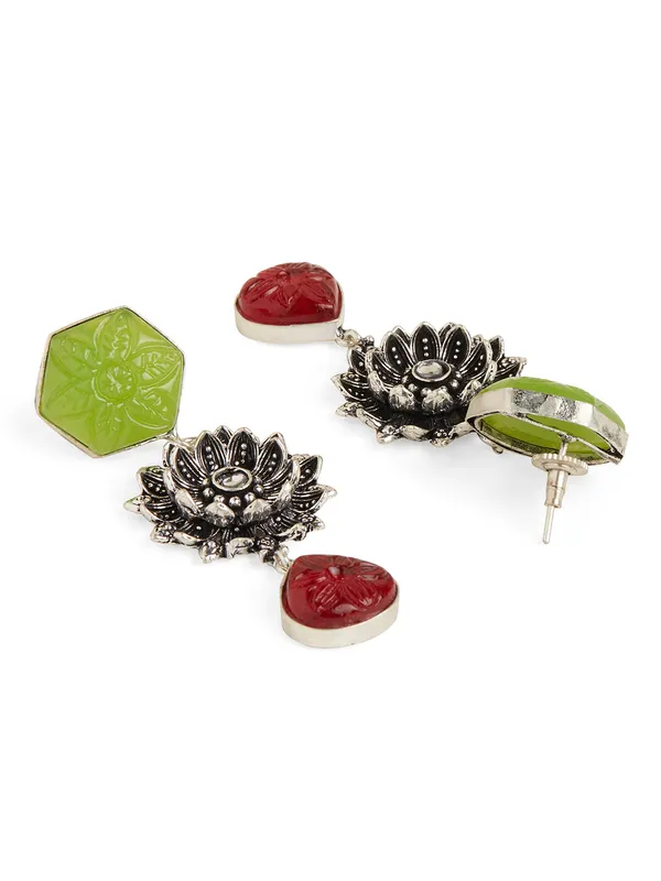 Silver_plated_german_silver_green_drop_earring